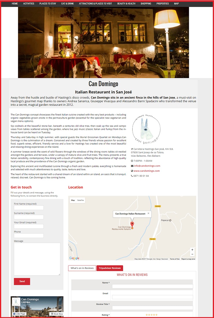 Sales Page Example when Advertise with us What's on in Lanzarote.com